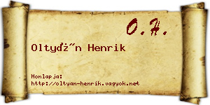Oltyán Henrik névjegykártya