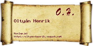 Oltyán Henrik névjegykártya